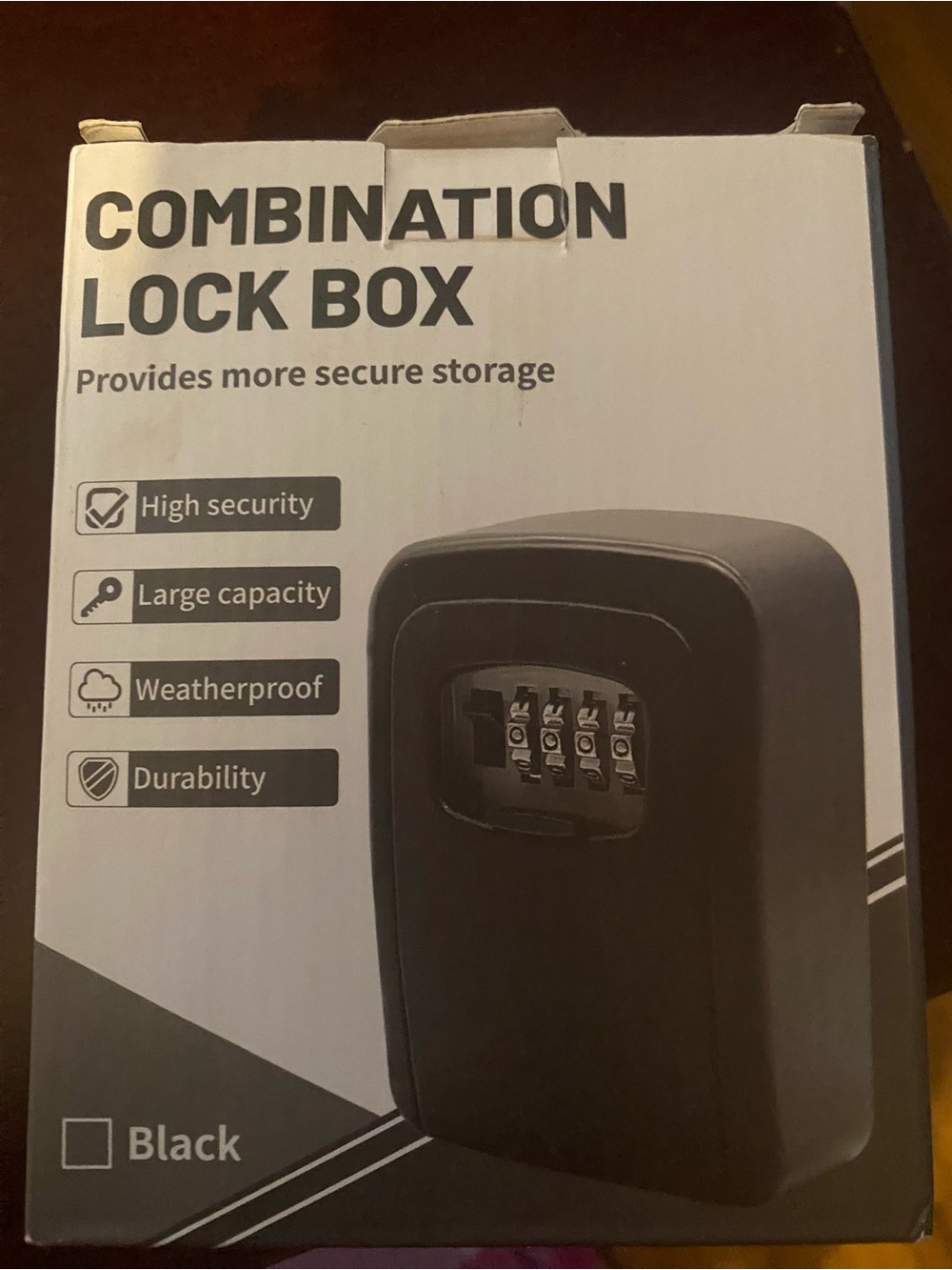 Combination Lock Box - Black